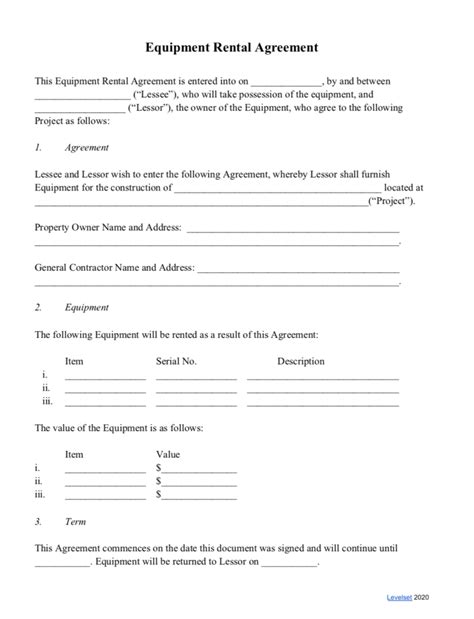 mini excavator rental agreement|free equipment rental agreement template.